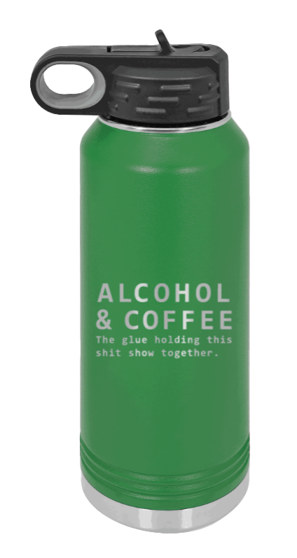 Alcohol And Coffee - 32oz Mug Laser Engraved- Green
