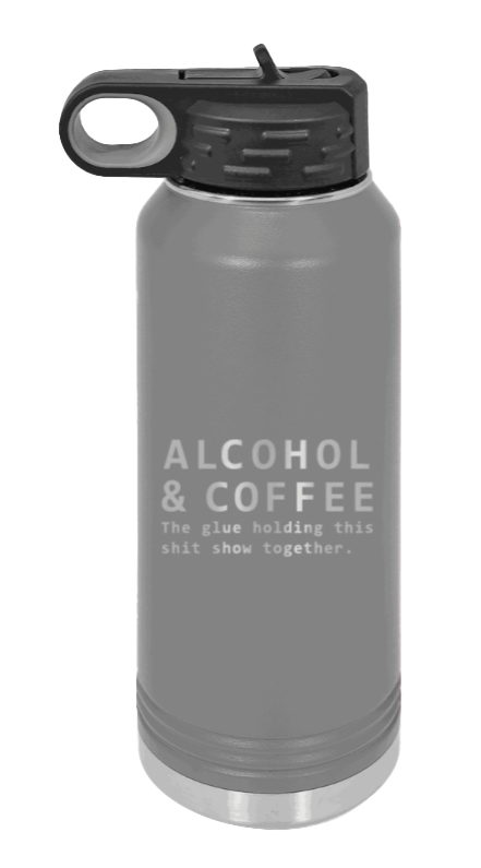 Alcohol And Coffee - 32oz Mug Laser Engraved- Dark Grey