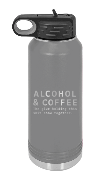 Alcohol And Coffee - 32oz Mug Laser Engraved- Dark Grey