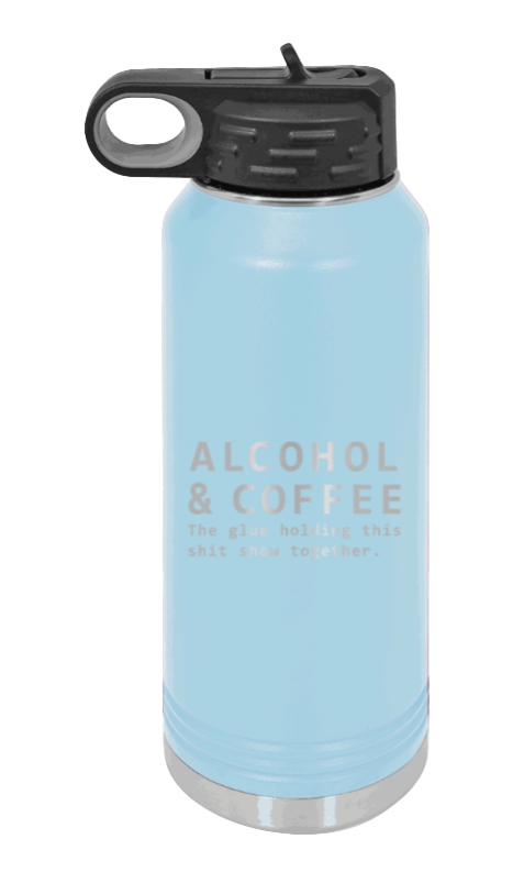 Alcohol And Coffee - 32oz Mug Laser Engraved- Light Blue