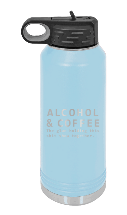 Alcohol And Coffee - 32oz Mug Laser Engraved- Light Blue