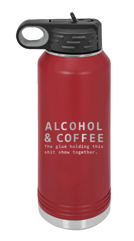 Alcohol And Coffee - 32oz Mug Laser Engraved- Maroon