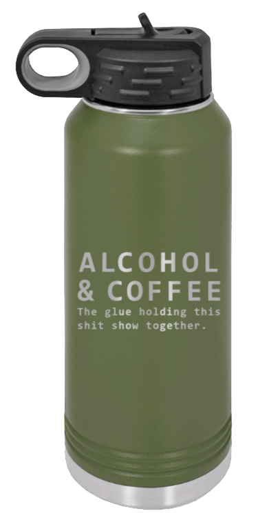 Alcohol And Coffee - 32oz Mug Laser Engraved- Olive