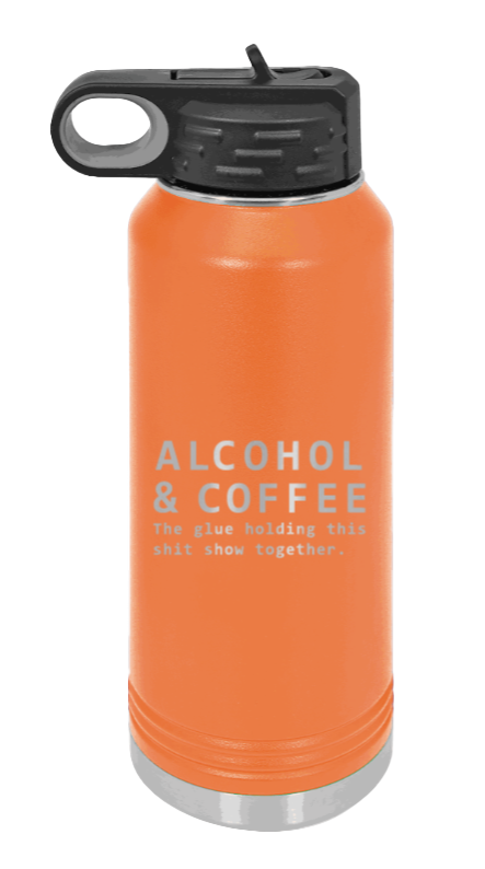 Alcohol And Coffee - 32oz Mug Laser Engraved- Orange