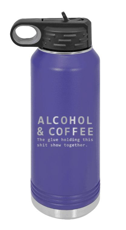 Alcohol And Coffee - 32oz Mug Laser Engraved- Purple