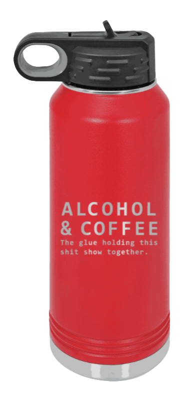 Alcohol And Coffee - 32oz Mug Laser Engraved- Red