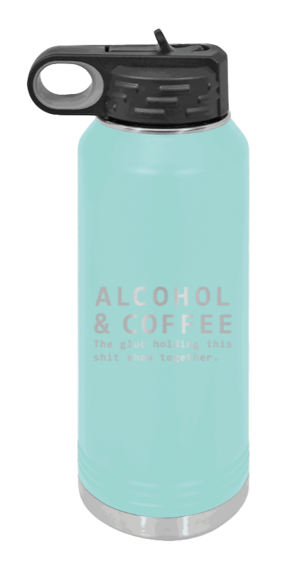 Alcohol And Coffee - 32oz Mug Laser Engraved- Teal