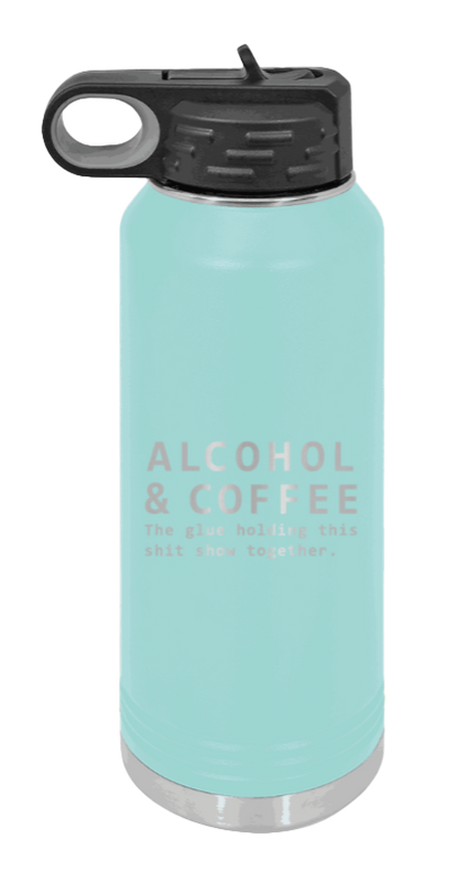 Alcohol And Coffee - 32oz Mug Laser Engraved- Teal