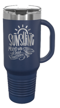 Load image into Gallery viewer, Sunshine Mixed with a Little Hurricane 40oz Handle Mug Laser Engraved
