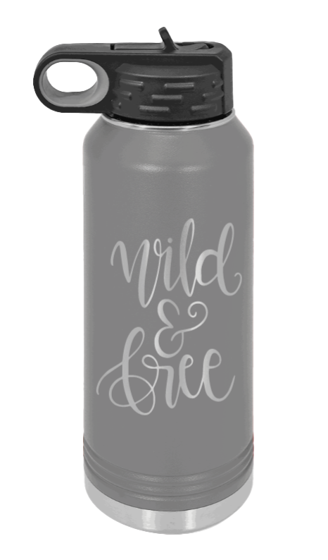 Wild & Free - 32oz Mug Laser Engraved- Dark Grey