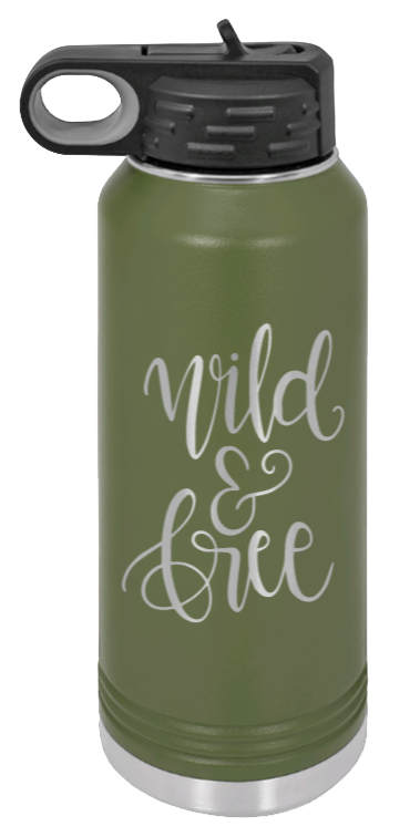 Wild & Free - 32oz Mug Laser Engraved- Olive