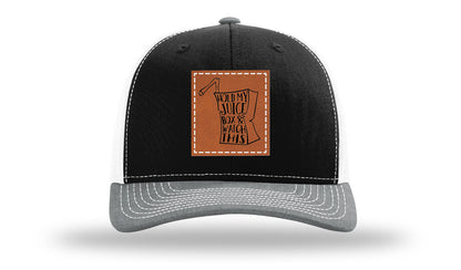 Hold My Juice Box Leather Patch Richardson 112 Hat