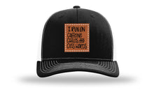 Load image into Gallery viewer, I Run On Caffeine Chaos and Cuss Words Leather Patch Richardson 112 Hat
