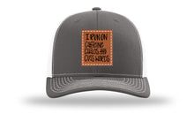 Load image into Gallery viewer, I Run On Caffeine Chaos and Cuss Words Leather Patch Richardson 112 Hat
