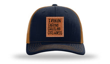 Load image into Gallery viewer, I Run On Caffeine Chaos and Cuss Words Leather Patch Richardson 112 Hat
