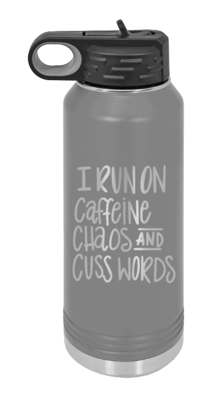 I Run On Caffeine Chaos and Cuss Words - 32oz Mug Laser Engraved- Dark Grey