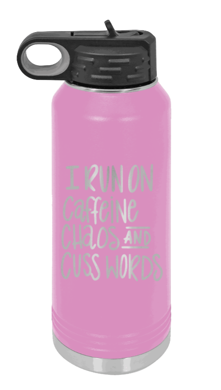 I Run On Caffeine Chaos and Cuss Words - 32oz Mug Laser Engraved- Light Purple