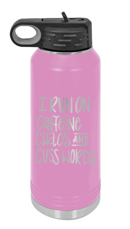 I Run On Caffeine Chaos and Cuss Words - 32oz Mug Laser Engraved- Light Purple