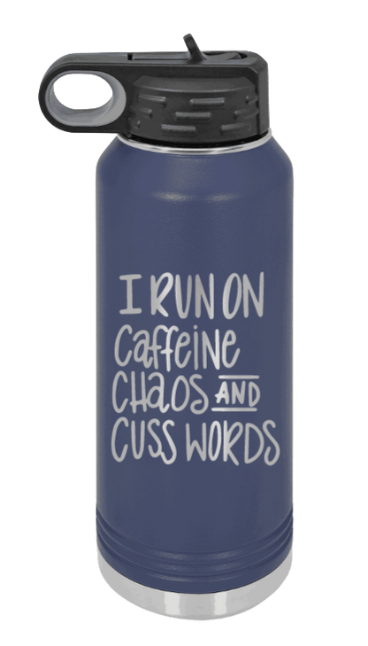 I Run On Caffeine Chaos and Cuss Words - 32oz Mug Laser Engraved- Navy