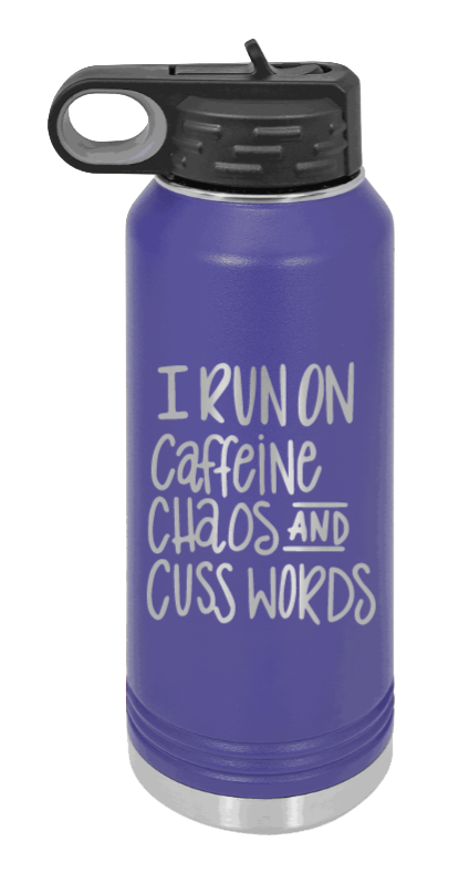 I Run On Caffeine Chaos and Cuss Words - 32oz Mug Laser Engraved- Purple