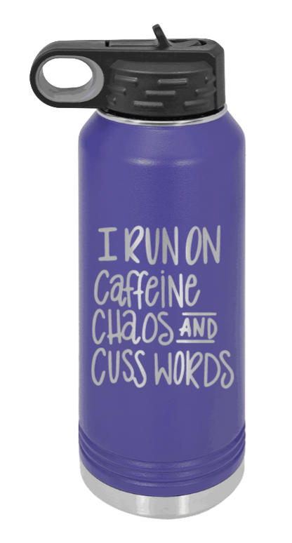 I Run On Caffeine Chaos and Cuss Words - 32oz Mug Laser Engraved- Purple