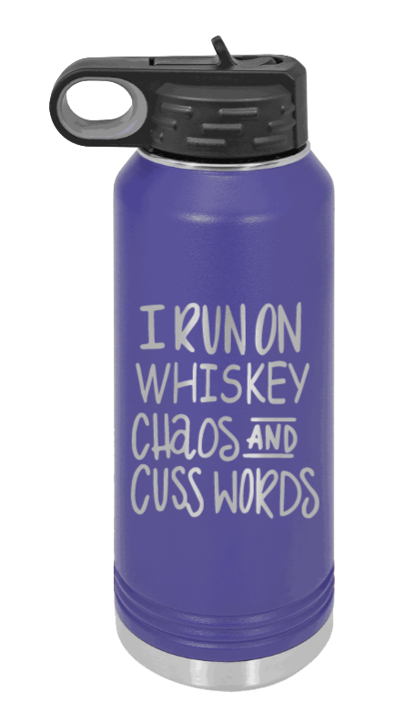 I Run On Whiskey  Chaos and Cuss Words - 32oz Mug Laser Engraved- Purple