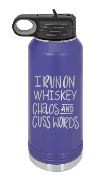 I Run On Whiskey  Chaos and Cuss Words - 32oz Mug Laser Engraved- Purple