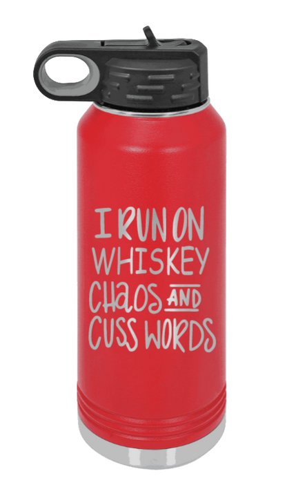 I Run On Whiskey  Chaos and Cuss Words - 32oz Mug Laser Engraved- Red
