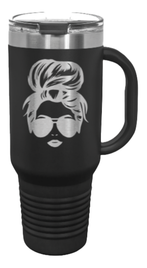 Messy Hair Bun 40oz Handle Mug Laser Engraved