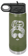 Load image into Gallery viewer, Hair Bun Laser Engraved Water Bottle (Etched)
