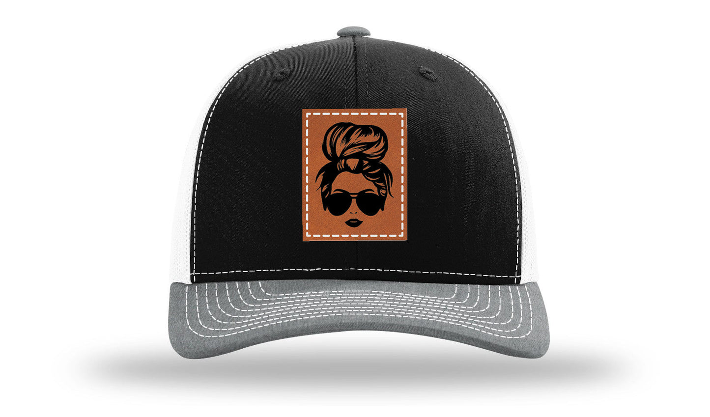 Hair Bun Leather Patch Richardson 112 Hat