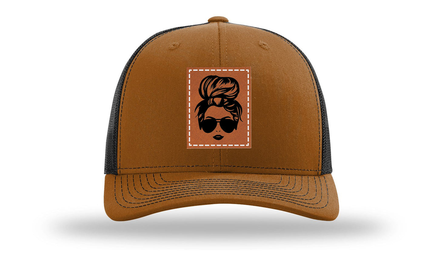 Hair Bun Leather Patch Richardson 112 Hat