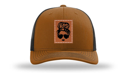Hair Bun Leather Patch Richardson 112 Hat