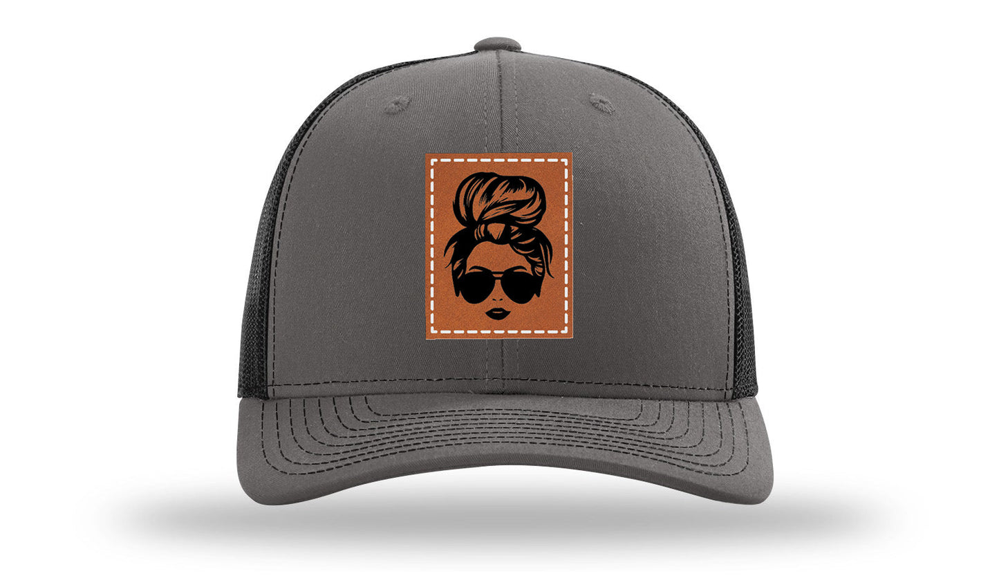Hair Bun Leather Patch Richardson 112 Hat
