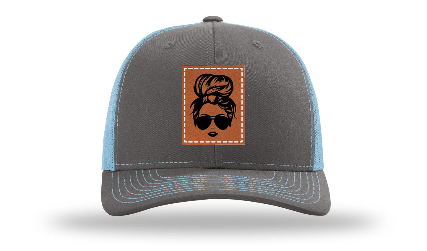 Hair Bun Leather Patch Richardson 112 Hat