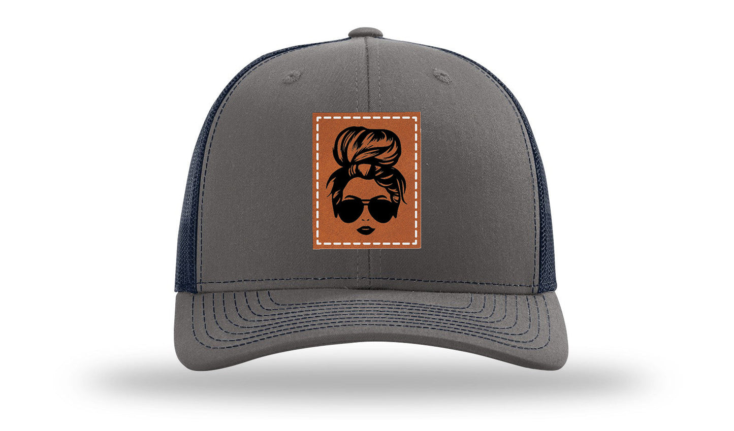 Hair Bun Leather Patch Richardson 112 Hat