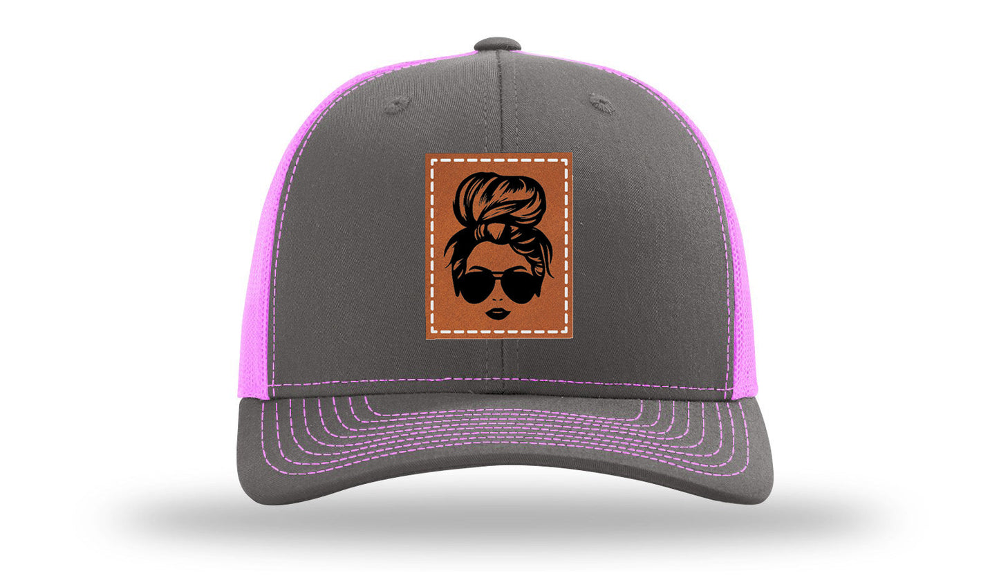 Hair Bun Leather Patch Richardson 112 Hat