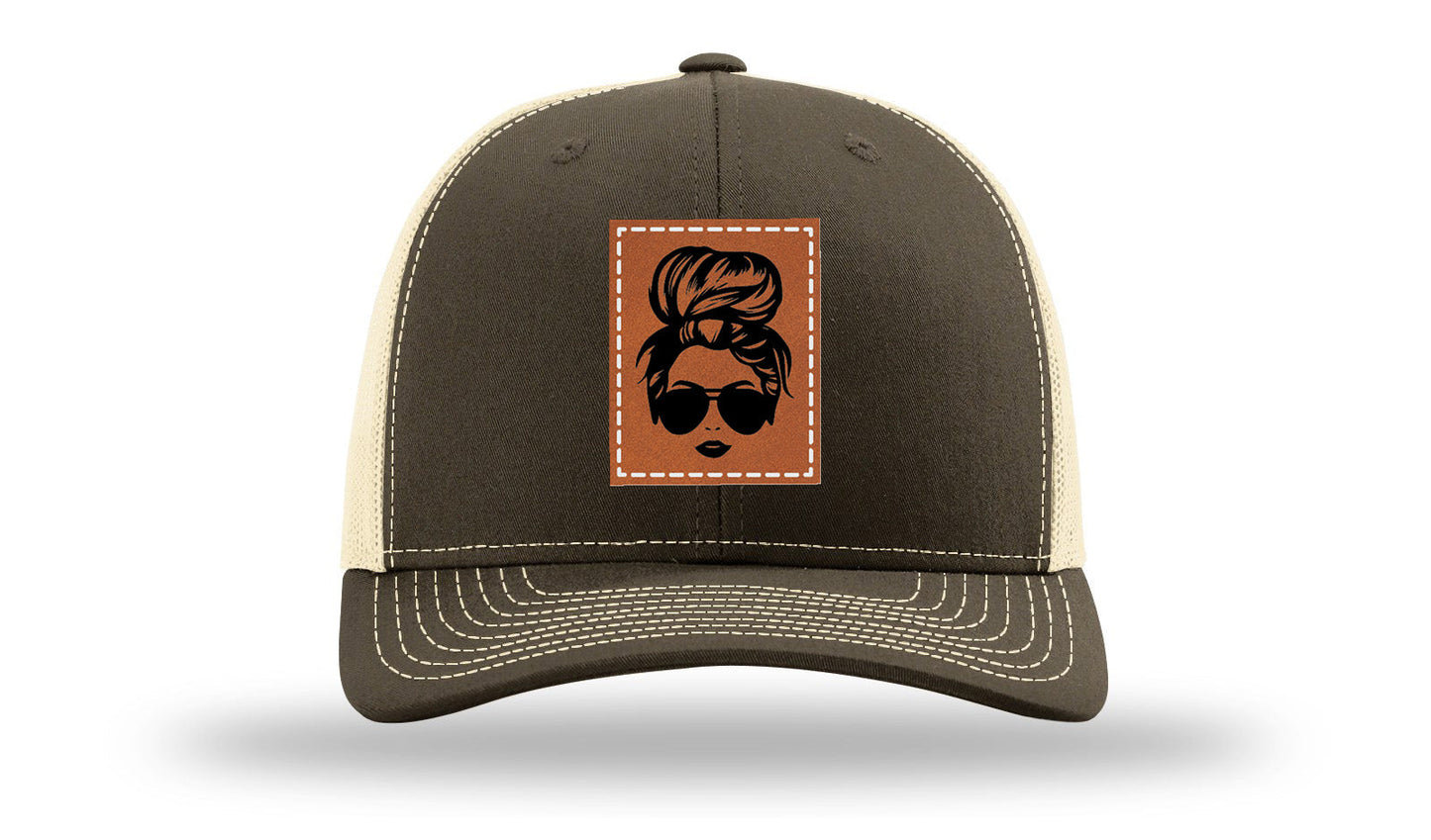 Hair Bun Leather Patch Richardson 112 Hat