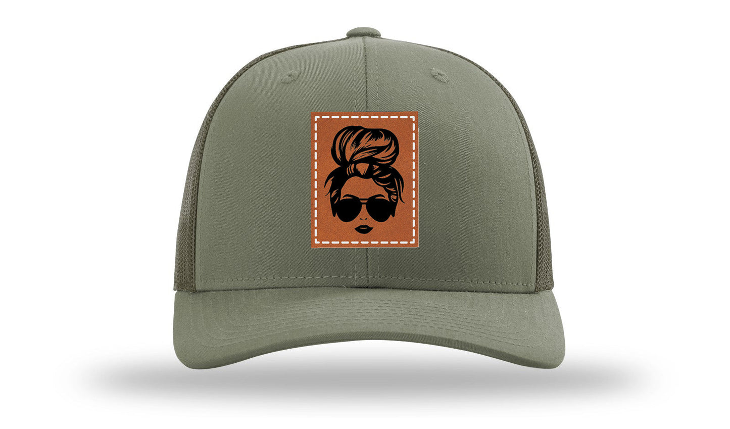 Hair Bun Leather Patch Richardson 112 Hat