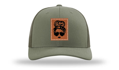 Hair Bun Leather Patch Richardson 112 Hat