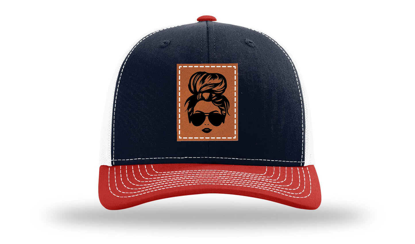 Hair Bun Leather Patch Richardson 112 Hat