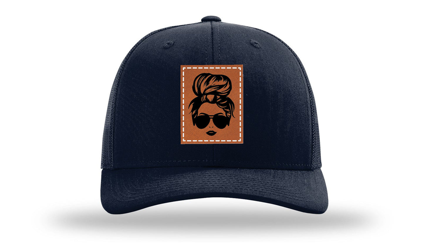 Hair Bun Leather Patch Richardson 112 Hat