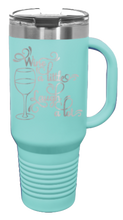 Load image into Gallery viewer, Wine A Little Laugh a Lot 40oz Handle Mug Laser Engraved
