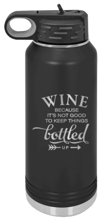 Wine Bottled Up - 32oz Mug Laser Engraved- Black