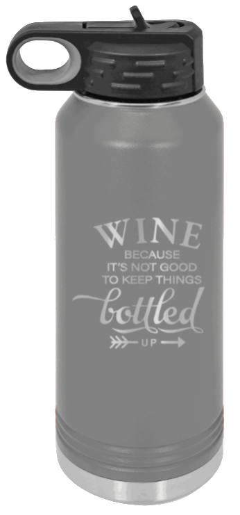 Wine Bottled Up - 32oz Mug Laser Engraved- Dark Grey