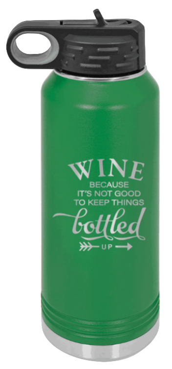 Wine Bottled Up - 32oz Mug Laser Engraved- Green
