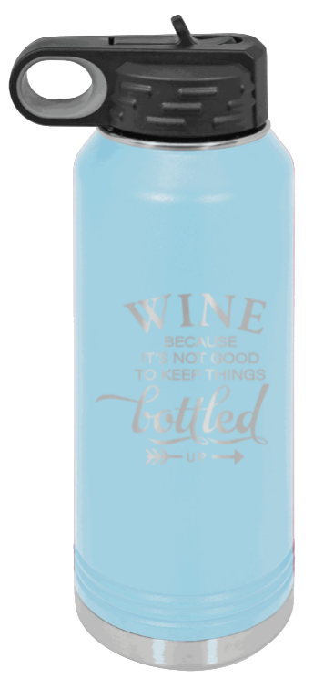 Wine Bottled Up - 32oz Mug Laser Engraved- Light Blue