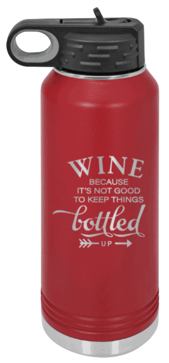 Wine Bottled Up - 32oz Mug Laser Engraved- Maroon
