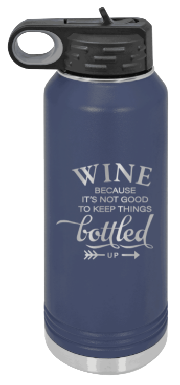 Wine Bottled Up - 32oz Mug Laser Engraved- Navy