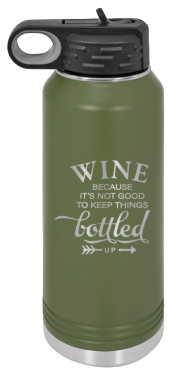 Wine Bottled Up - 32oz Mug Laser Engraved- Olive